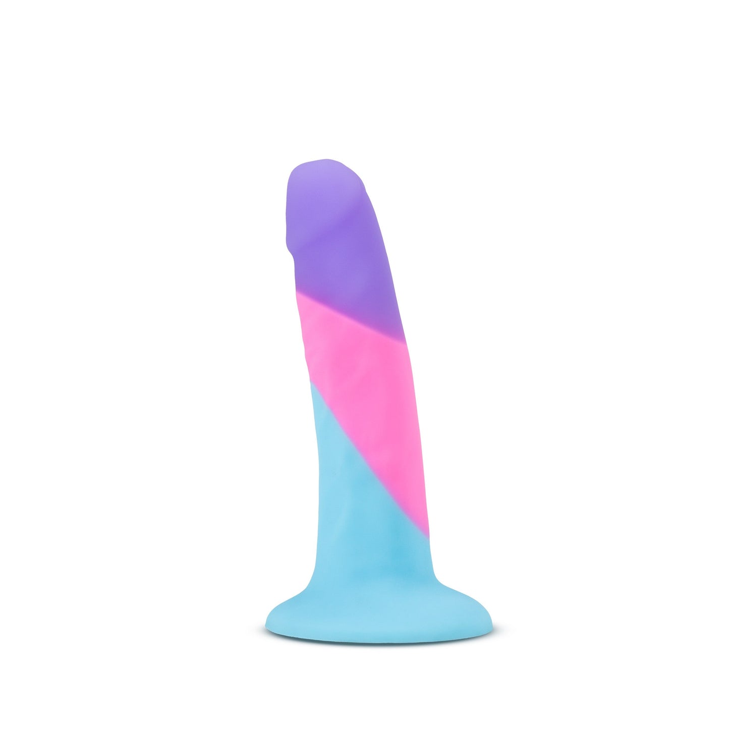 Avant-Vision-Of-Love-Silicone-Dildo|Front|"artistic rainbow striped silicone dildo - front view"