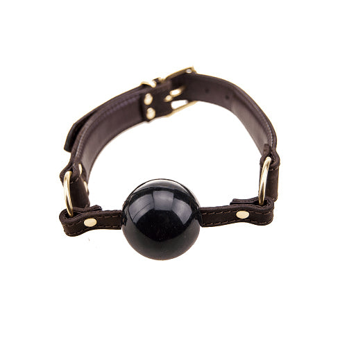 BOUND Nubuck Leather Solid Ball Gag | Front View | Leather ball gag with adjustable straps