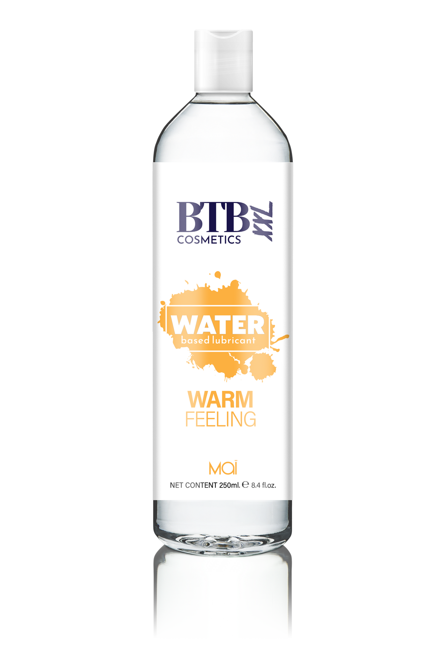 BTB Water Based Warm Feeling Lubricant 250ml | Front View | "warming water lubricant - front view"