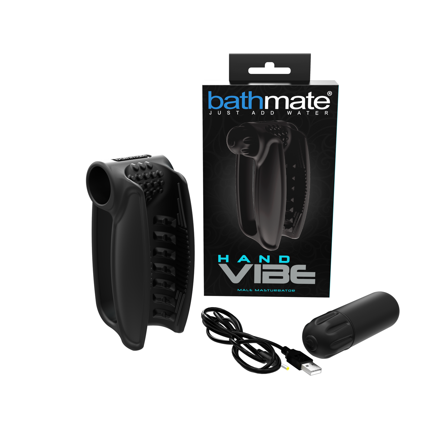 Bathmate Hand Vibe Male Masturbator|Front View|"Hand vibe male masturbator - front view"