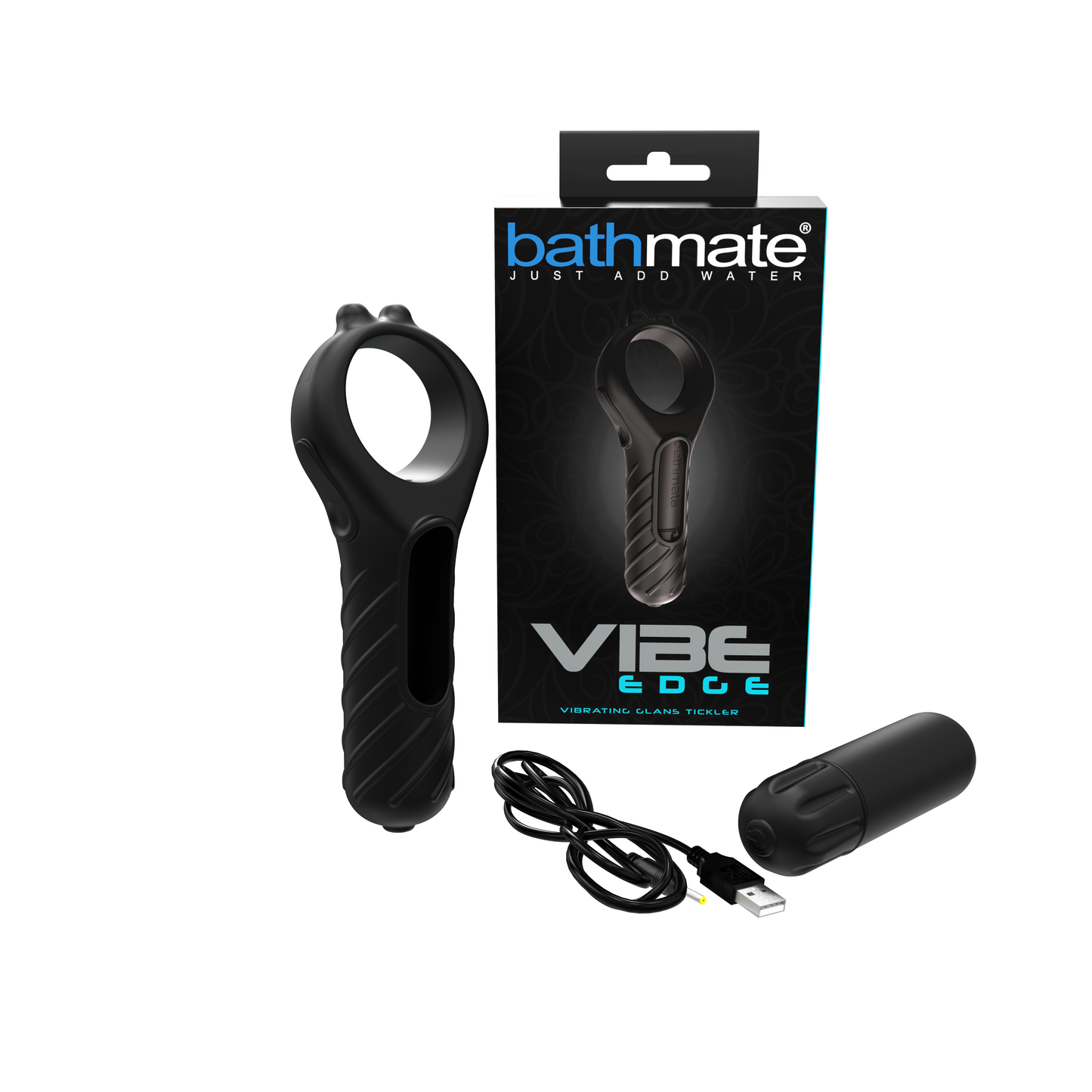 Bathmate Vibe Edge Vibrating Glans Tickler|Front View|"Vibrating glans tickler - front view"