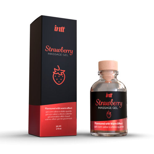 Intt Massage Gel Strawberry Flavour | Main View | "strawberry flavored massage gel bottle - main view"