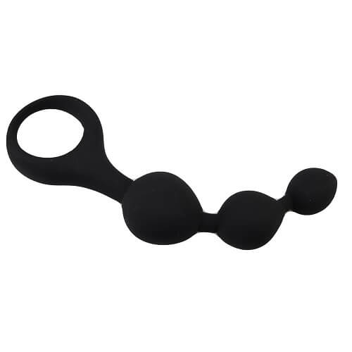 Loving Joy Triple Ripple Anal Beads-Black | Front View | Tiered stimulation beads