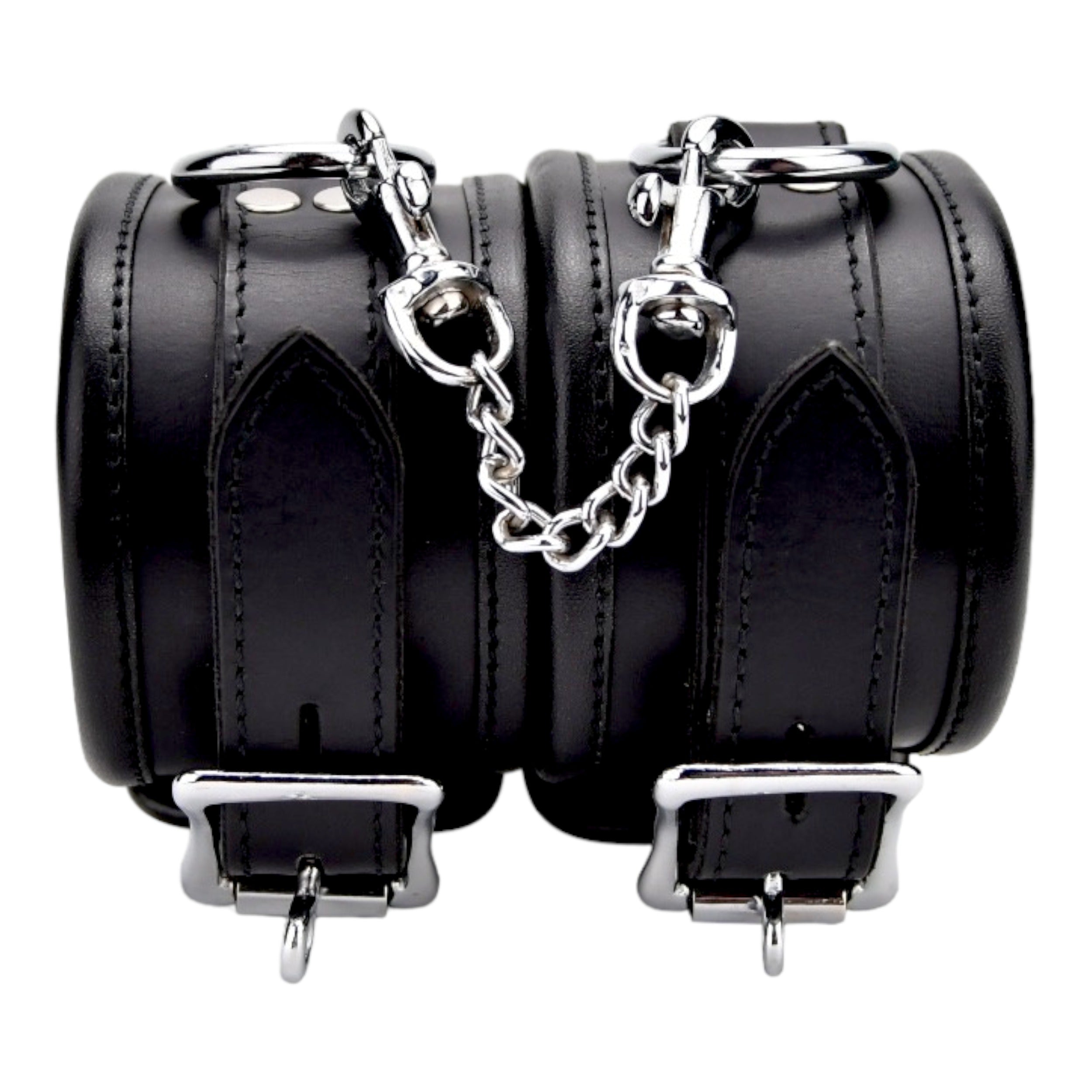 BOUND Leather Wrist Restraints|Back View|"leather wrist cuffs - back view"