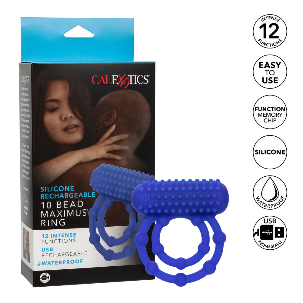 10 Bead Maximus Rechargeable Cock Ring|Control View|"10 bead device - controls"
