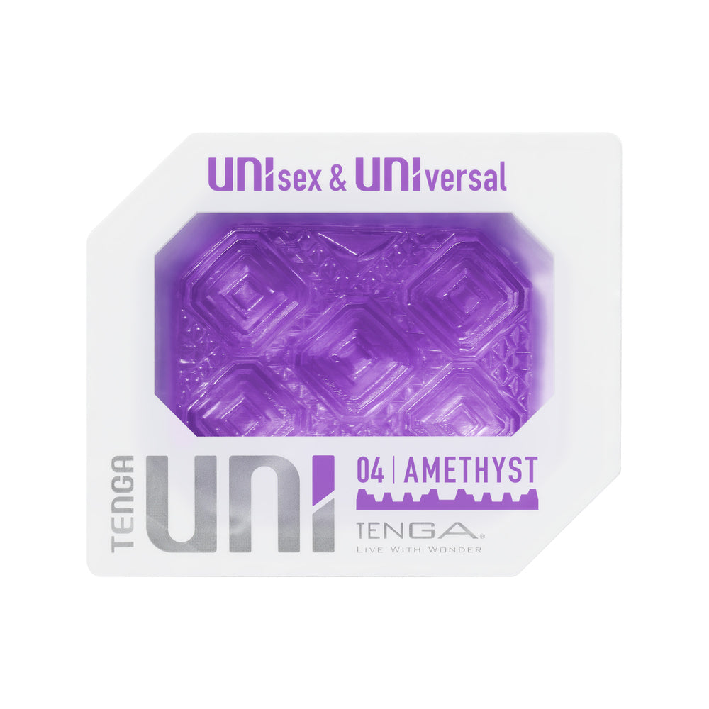 Tenga UNI Amethyst Sleeve Masturbator | Side View | "Amethyst sleeve masturbator - side view"