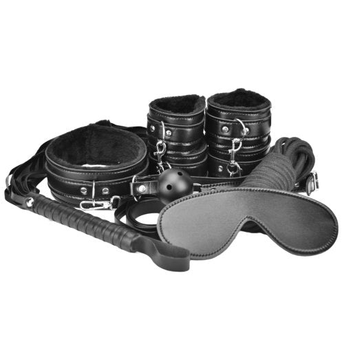 Loving-Joy-Beginners-Bondage-Kit-Black-8-Piece|Front View|"beginner bondage kit in black - front view"