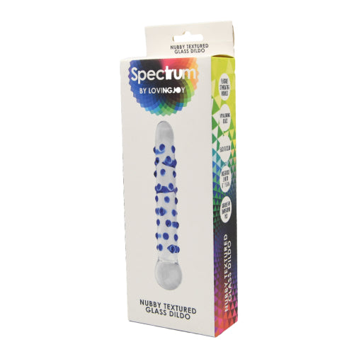 Spectrum-Ribbed-Glass-Dildo|Front View|"ribbed glass dildo - front view"