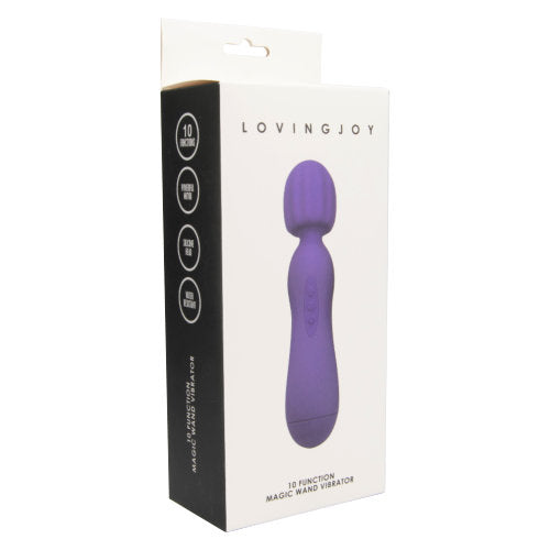 Loving-Joy-10-Function-Magic-Wand-Vibrator-Purple|Back|"control panel detail - back view"