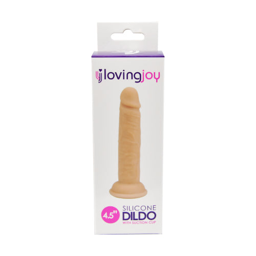 Loving-Joy-4-5-Inch-Silicone-Dildo|Package-Back|"care instructions and features - package back view"
