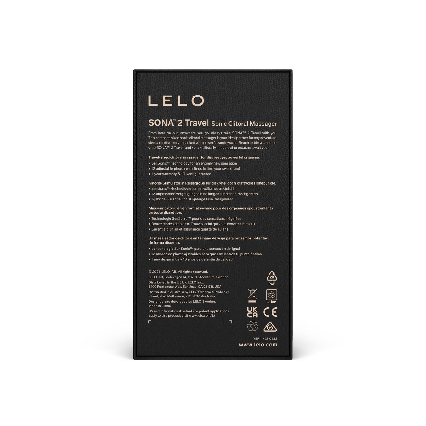 LELO Sona 2 Travel Clitoral Massager Pink|Detail View|"sonic clitoral massager - detail view"