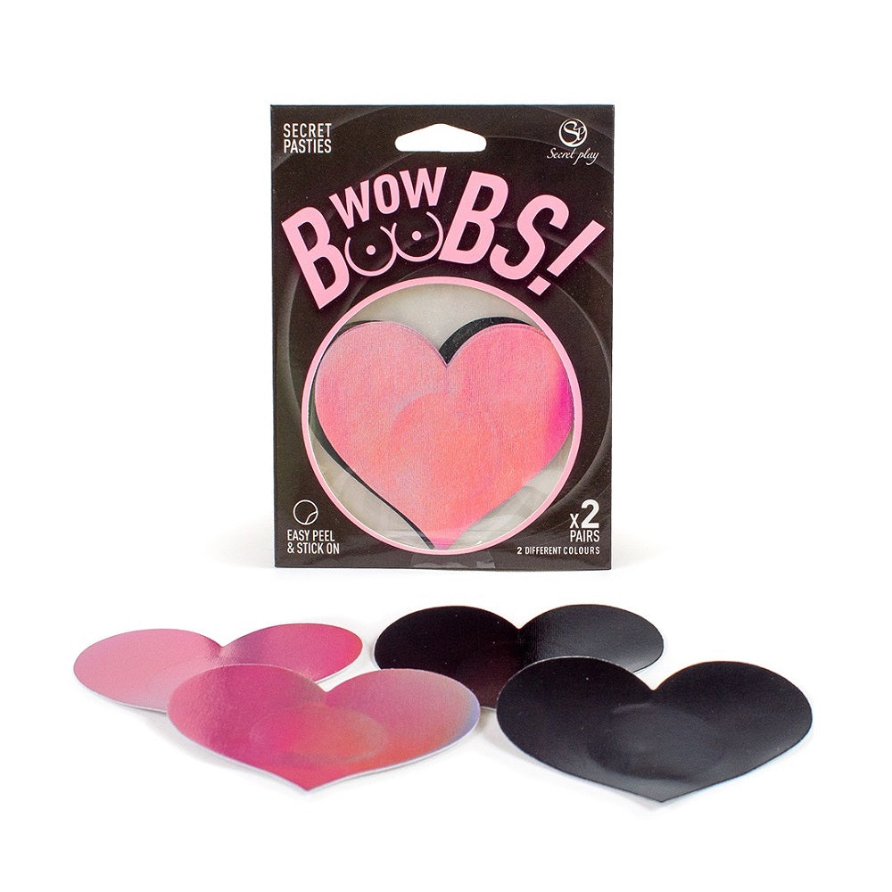 Wow Boobs! Heart Nipple Pasties | Front View | "Heart nipple pasties - front view"