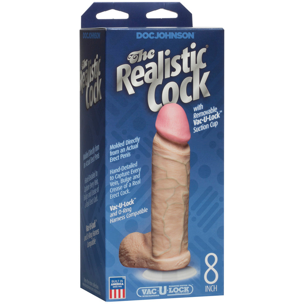 The Realistic Cock 8 Inch Dildo Flesh Pink|Back View|"quality build - back view"