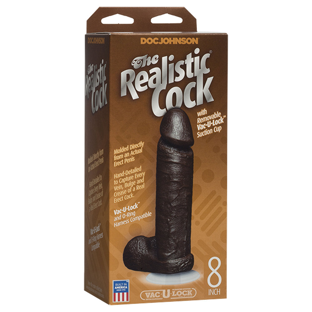 The Realistic Cock 8 Inch Dildo Black|Back View|"quality build - back view"