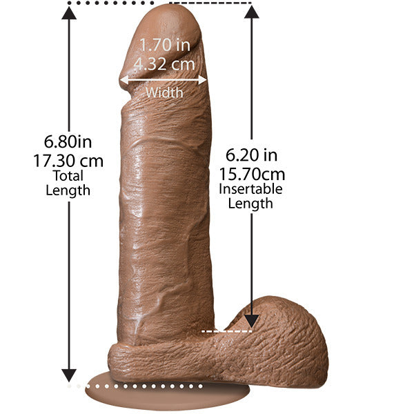 The Realistic Cock 6 Inch Dildo Flesh Brown|Side View|"brown detail - side view"