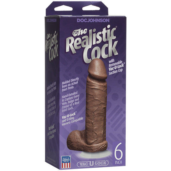 The Realistic Cock 6 Inch Dildo Flesh Brown|Back View|"quality build - back view"