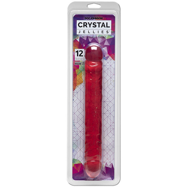 Crystal Jellies 12 Inch Double Dong Pink|Side View|"texture detail - side view"