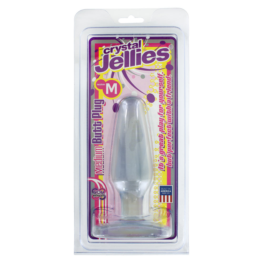 Crystal Jellies Medium Butt Plug Clear|Side View|"crystal design-side view"|
