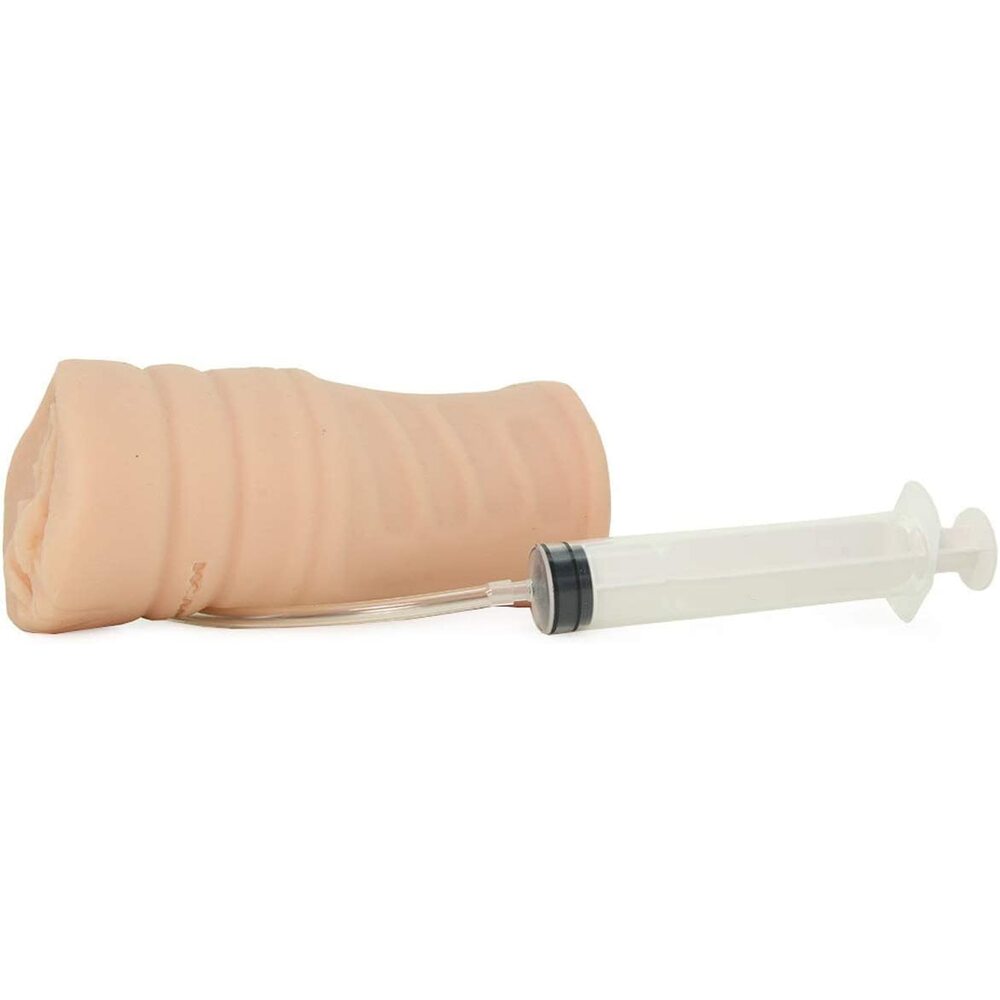 Squirting Pussy Stroker with Joy Juice Vanilla|Side View|"juice detail - side view"