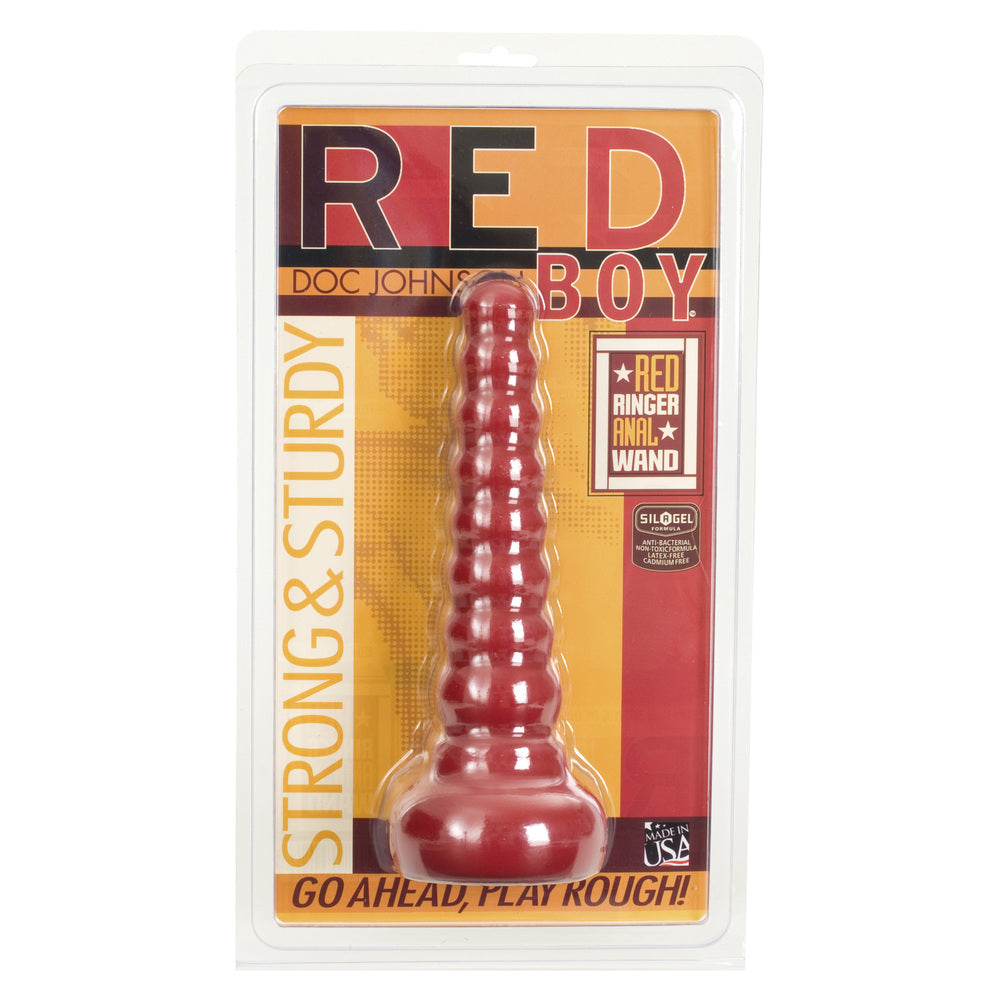 Red-Boy-Anal-Wand-Butt-Plug|Side View|"ergonomic design-side view"