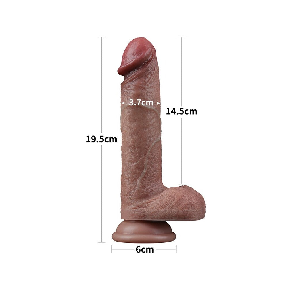 Lovetoy Dual Layered Silicone Dildo 7.5 Inches|Detail View|"surface detail - detail view"