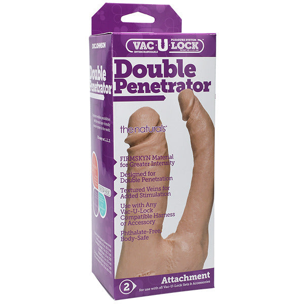 VacULock Double Penetrator Natural Dildo Attachment|Side View|"attachment detail - side view"