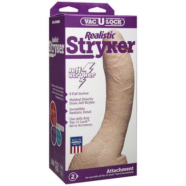 VacULock Jeff Stryker Realistic Dildo Attachment|Side View|"stryker detail - side view"