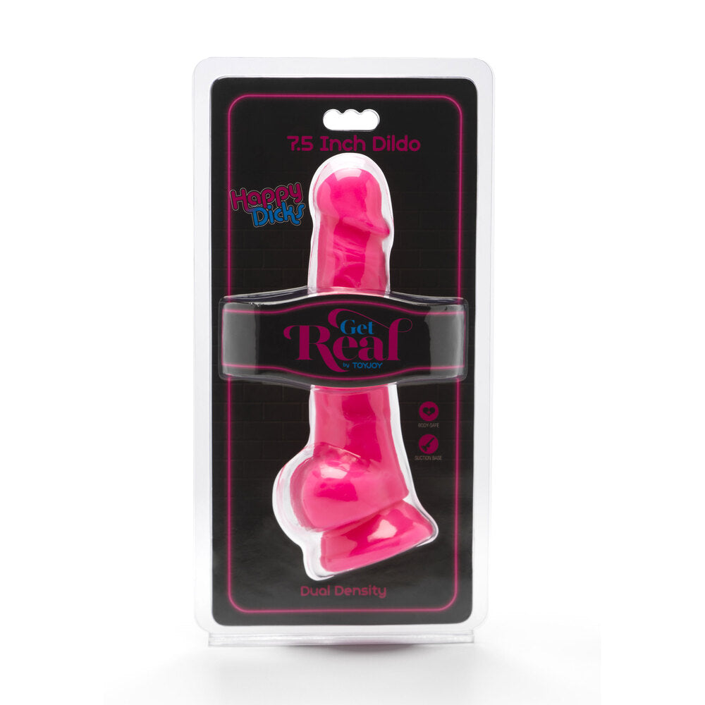 ToyJoy Happy Dicks Dildo With Balls 7.5 Inches|Side View|"ball detail - side view"