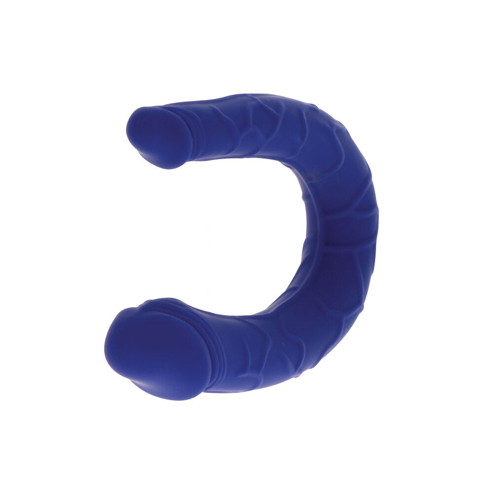 ToyJoy Get Real Realistic Mini Double Dong Blue|Side View|"texture detail - side view"