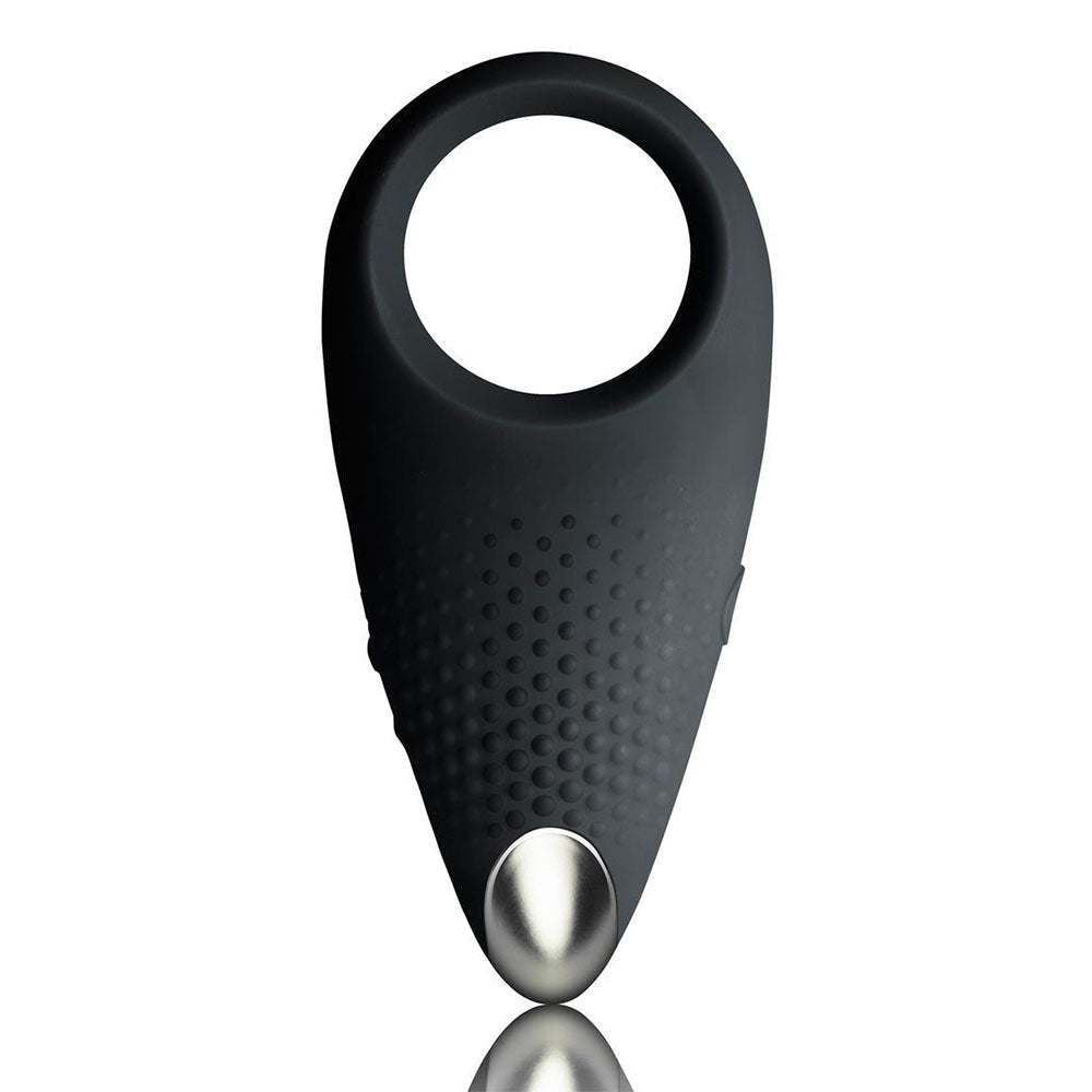 Rocks Off Empower MenX Cock Ring Black|Front View|"empower design - front view"