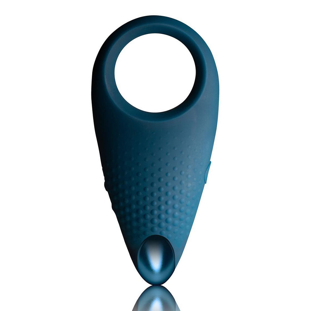 Rocks Off Empower MenX Cock Ring Blue|Front View|"empower design - front view"