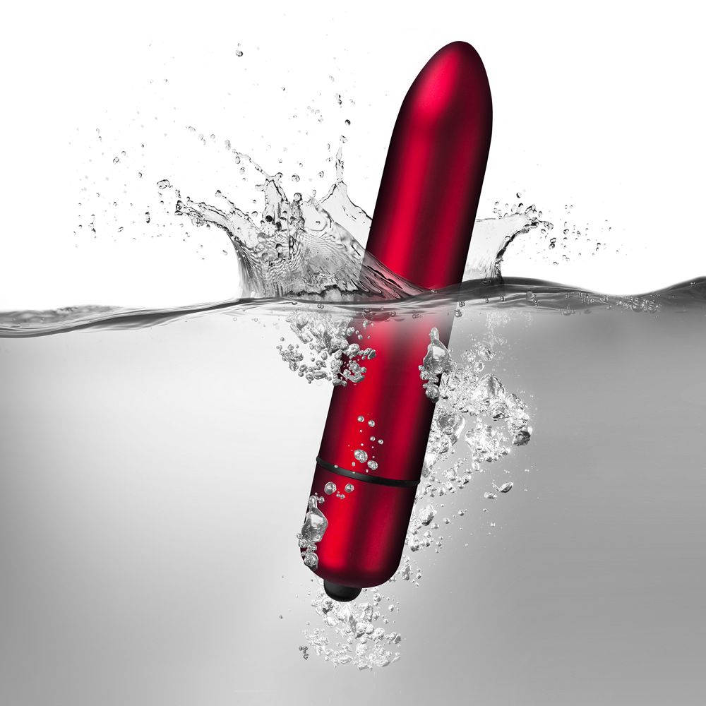 Rocks-Off-Truly-Yours-Scarlet-Velvet-90mm-Bullet|Detail View|"multi-speed controls-detail view"