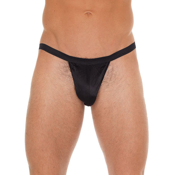 Mens Black GString With Black Pouch|Front View|"pouch design-front view"|