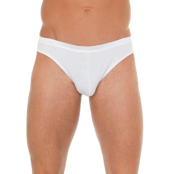 Mens White Cotton GString|Front View|"cotton design-front view"|