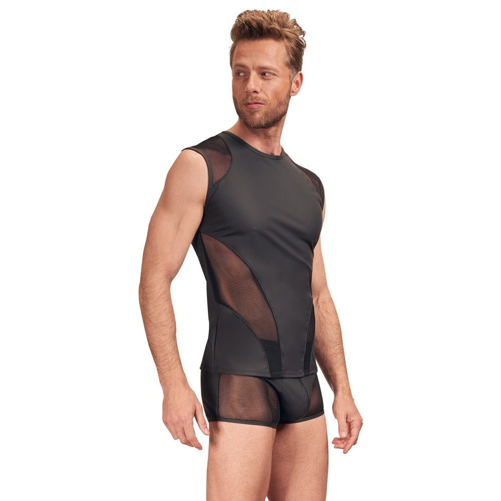 NEK Matte Look Sleeveless Shirt Black|Side View|"shirt features-side view"|