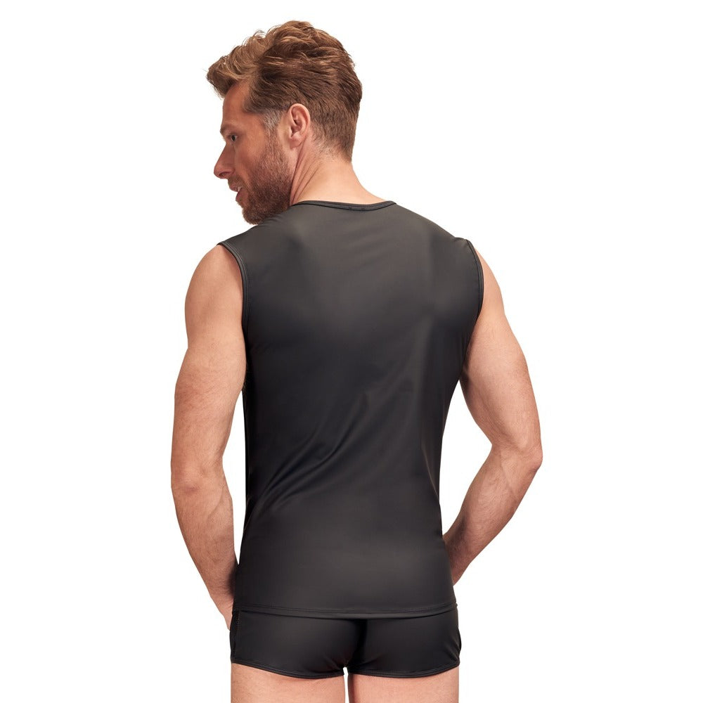 NEK Matte Look Sleeveless Shirt Black|Detail View|"sleeve details-detail view"|