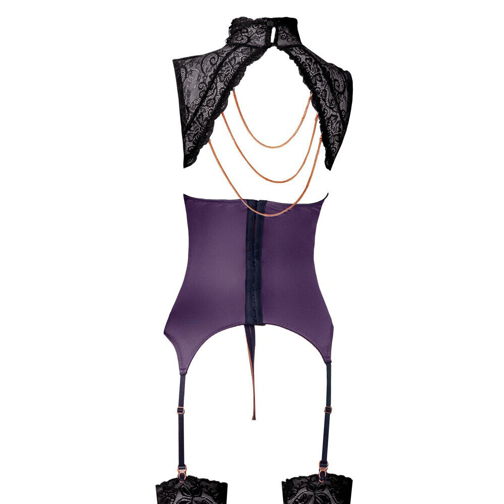 Abierta Fina Basque and Crotchless Set Chains|Side View|"chain basque set - side view"