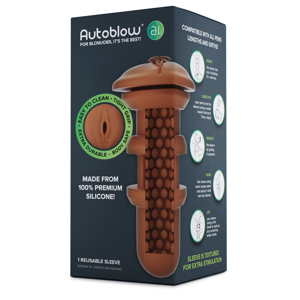 Autoblow A.I Reusable Vagina Sleeve|Side View|"sleeve detail - side view"