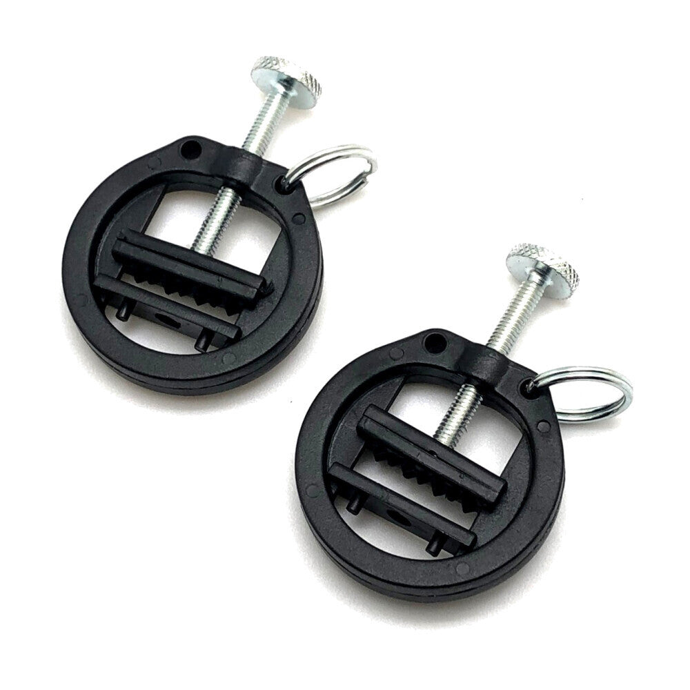 The Red Pair Of Nipple Clamps|Front View|"nipple clamps-front view"|