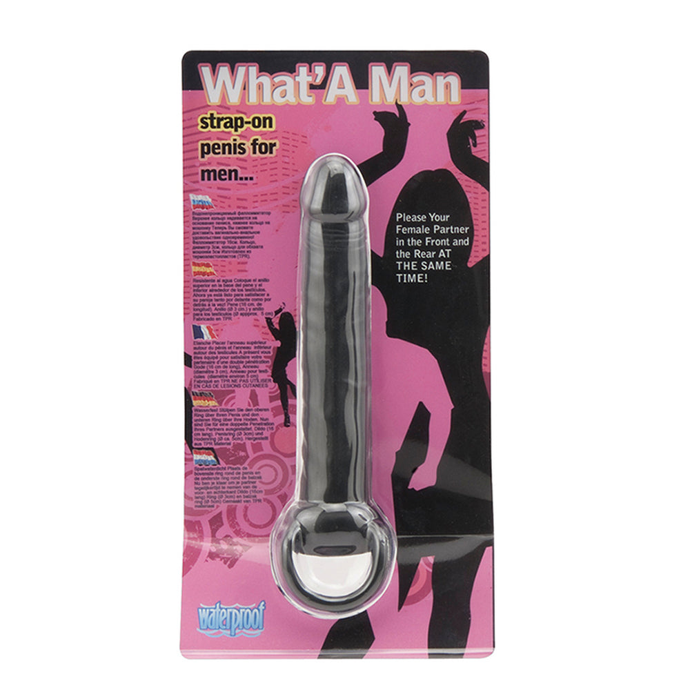 What A Man Black Strap On Double Penetrator|Side View|"penetrator detail - side view"