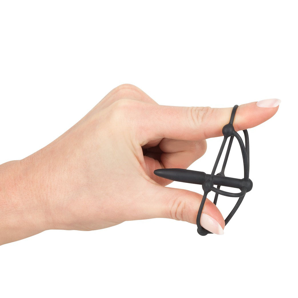Silicone Penis Plug With Glans Cage|Detail View|"silicone plug cage features-detail view adult toys direct"|