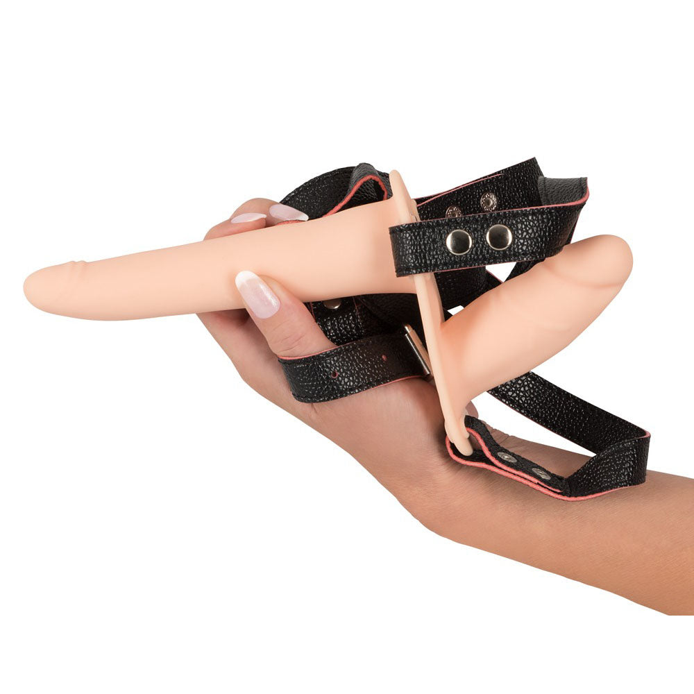 Soft Touch Silicone Rechargeable Vibrating Double Strap On|Detail View|"surface detail - detail view"