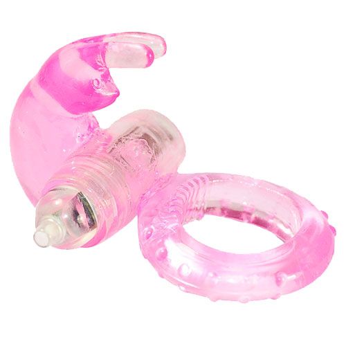 Pink Jelly Vibrating Rabbit Cock Ring|Front View|"jelly design - front view"