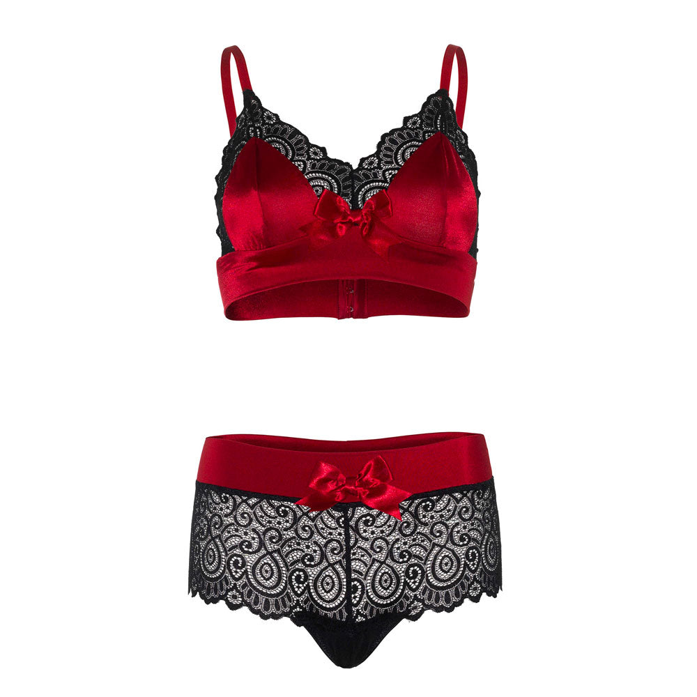 Leg Avenue Satin Spandex Bralette String|Back View|"satin spandex bralette set - back view"