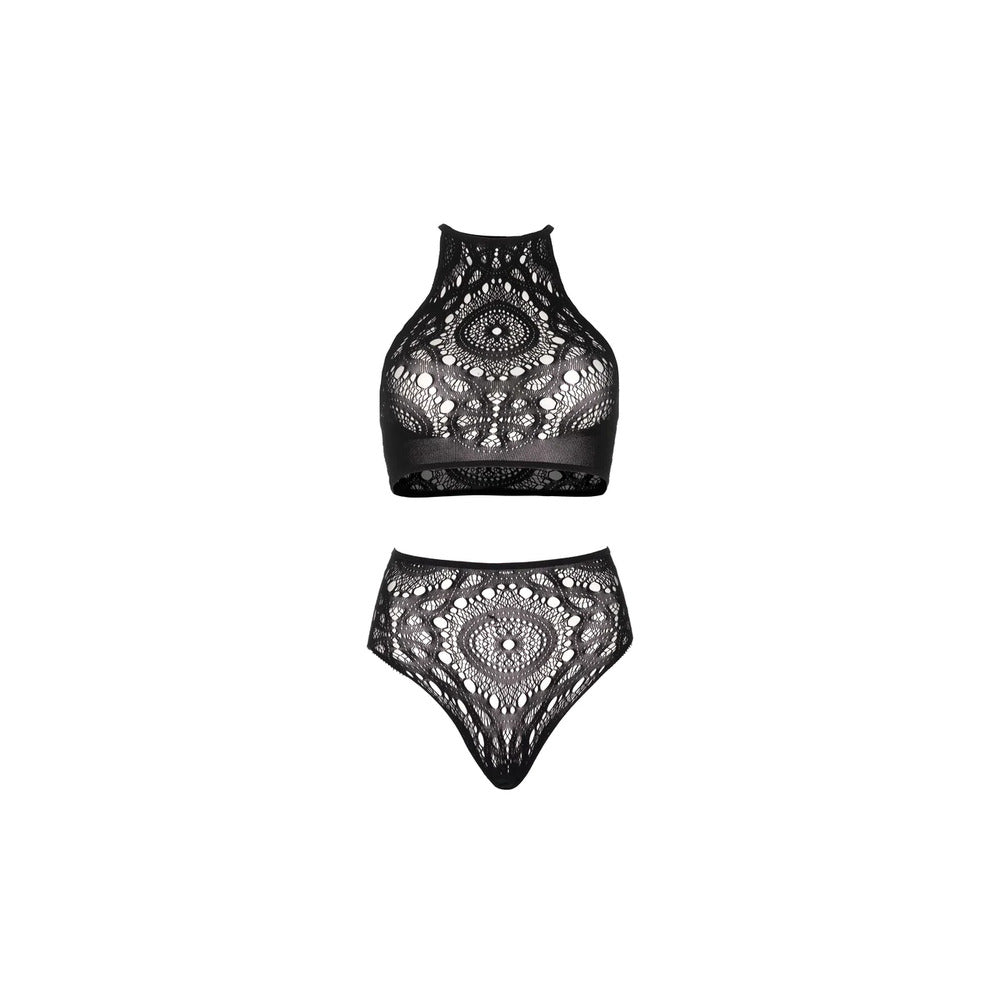 Leg Avenue Lace Top And High Waist String|Back View|"lace top high waist set - back view"