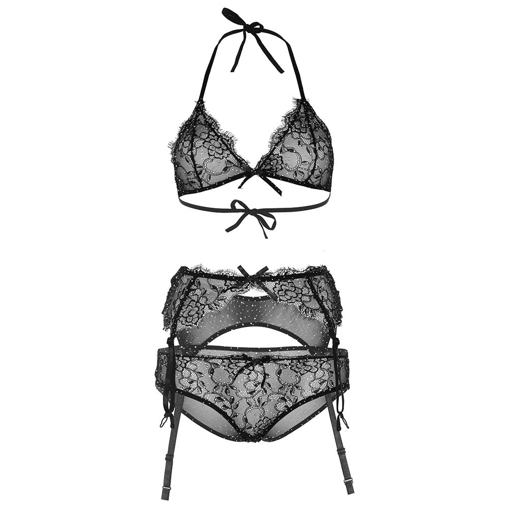Leg Avenue Bra Top Panty and Garterbelt|Back View|"bra top garter set - back view"