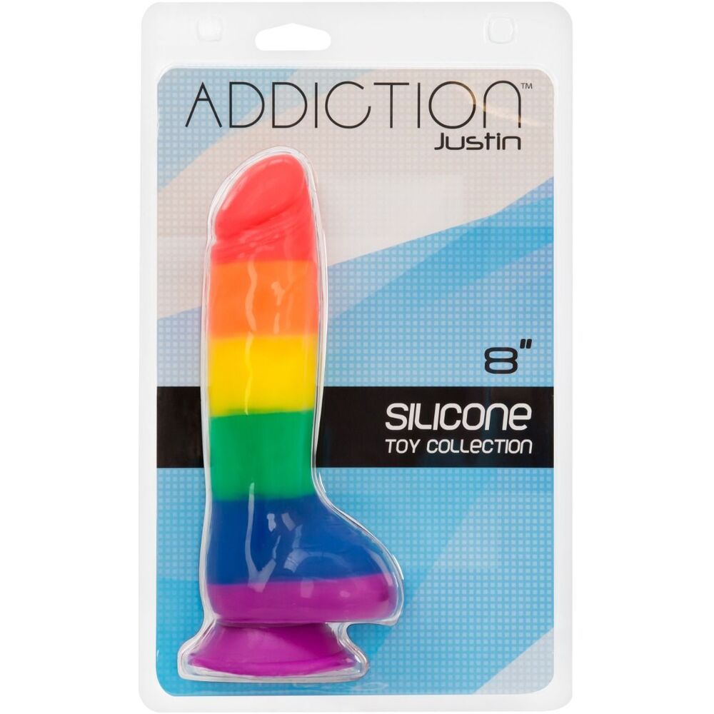 Addiction Justin 8 Inch Rainbow Dildo|Back View|"quality build - back view"