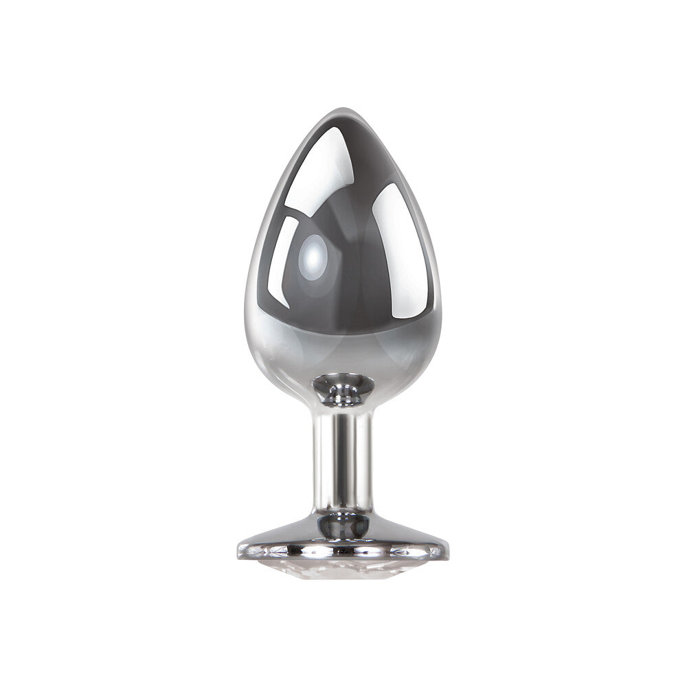 Adam-And-Eve-Clear-Gem-Anal-Plug-Large|Front View|"gem plug-front view"