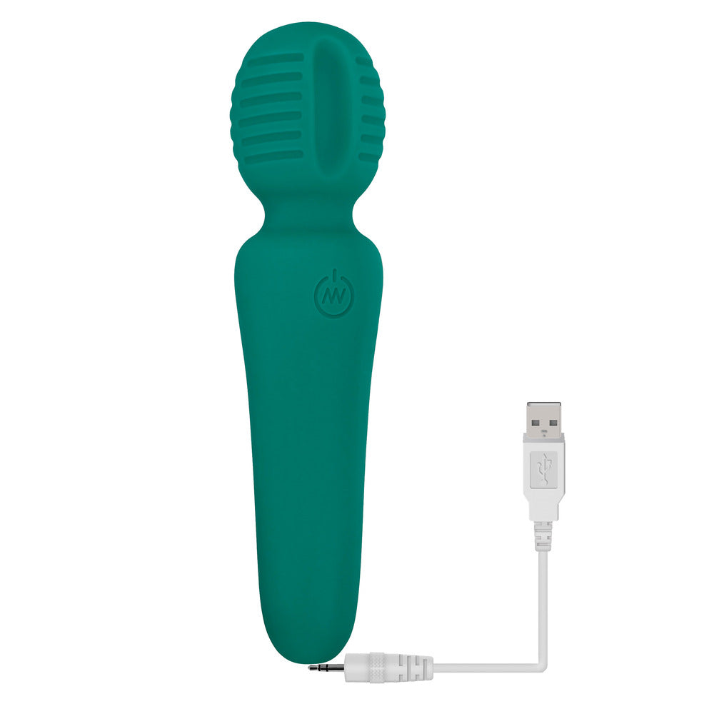 Adam And Eve Petite Private Pleasure Wand Green|Detail|"green petite wand massager - detail view"