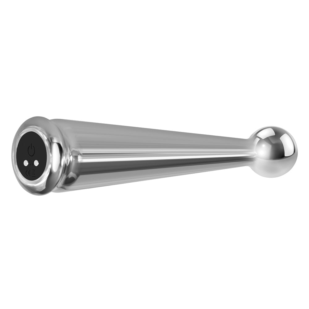 Adam-And-Eve-Tease-Me-Rechargeable-Metal-Vibrator|Side View|"sleek metal design-side view"
